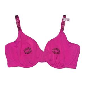 Victoria's Secret Shine Unlined Low-Cut Demi Bra Lips Fuchsia Frenzy Size 38DD